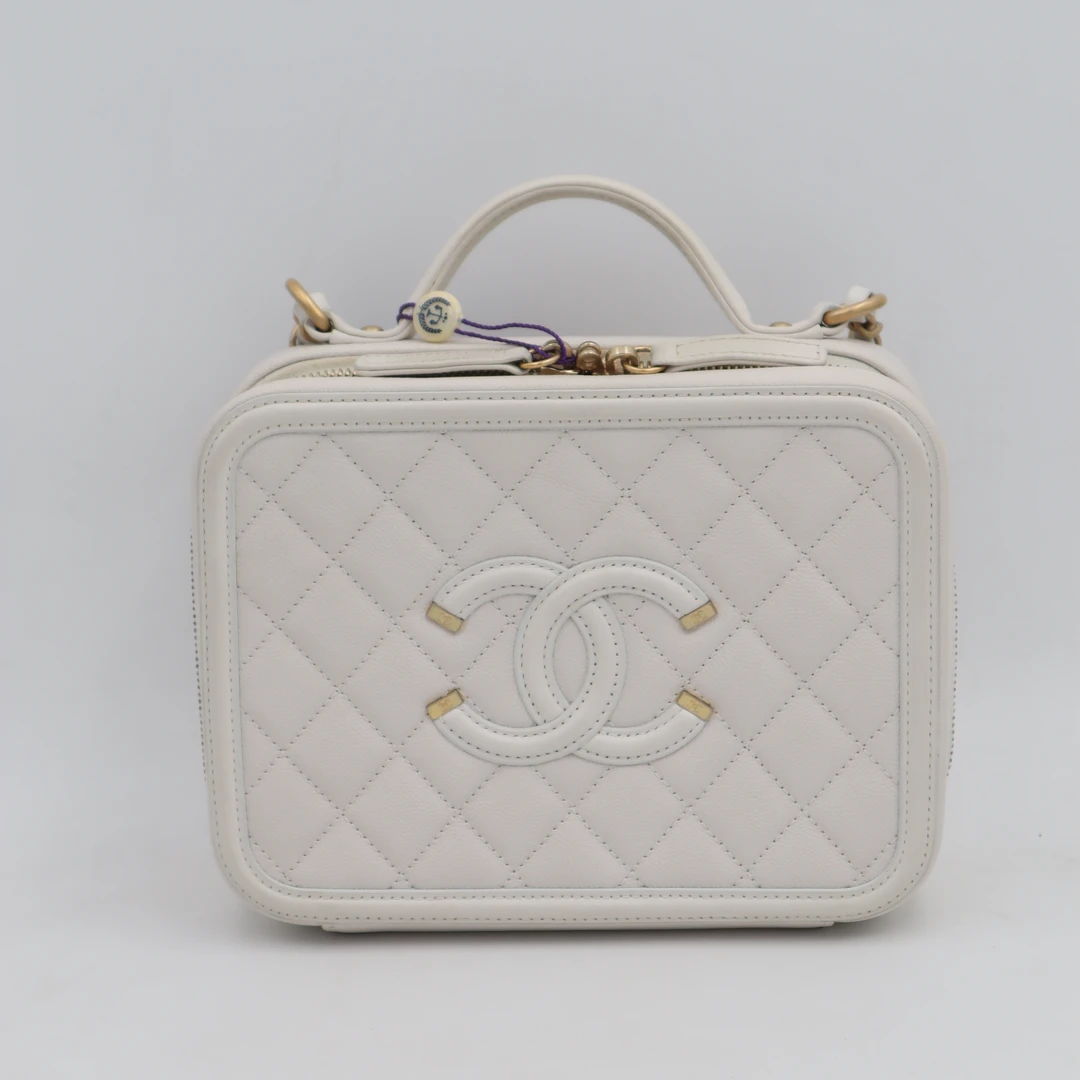 99新 Chanel/香奈儿 【晶晶专属】 化妆盒子包白色小香风/JM9468