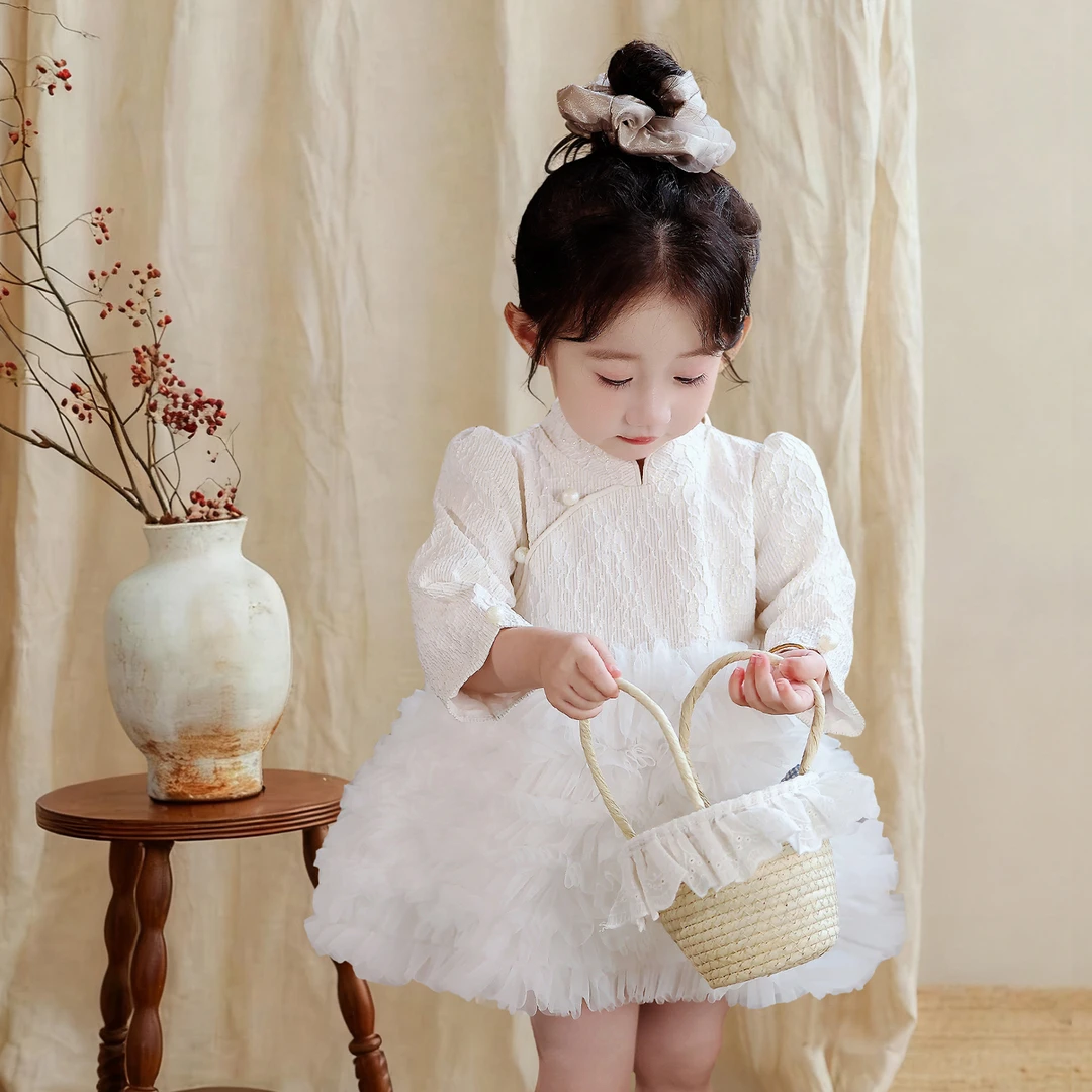 女童礼服高端轻奢小众花童婚礼儿童主持人钢琴演奏女孩生日公主裙