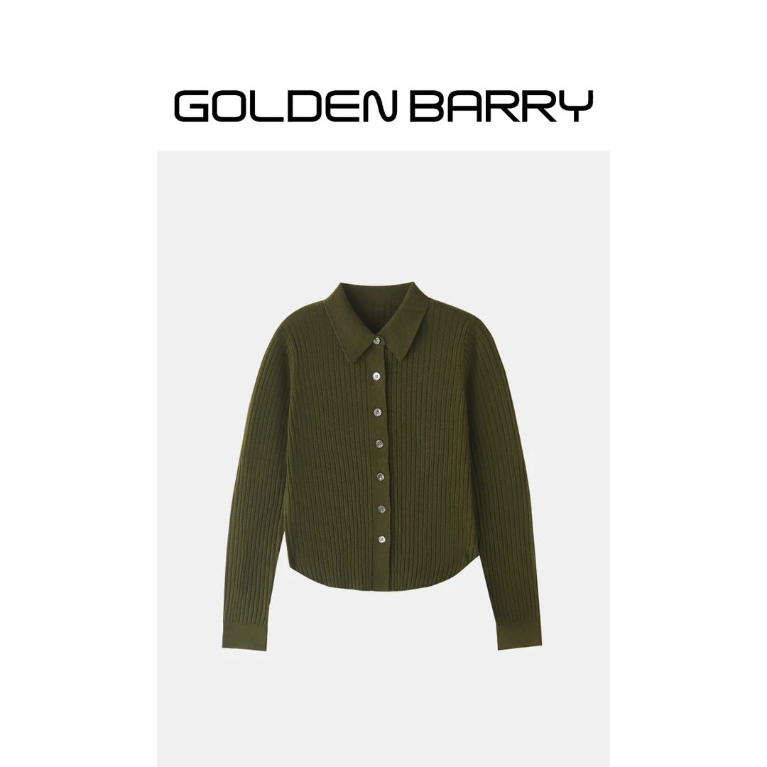 GOLDENBARRY|241187时尚POLO领简约羊毛毛衣【微瑕】