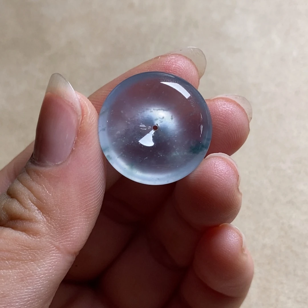 翡翠未镶嵌颈饰高冰玻璃种淡紫底飘蓝花起钢平安扣20.9-6.6