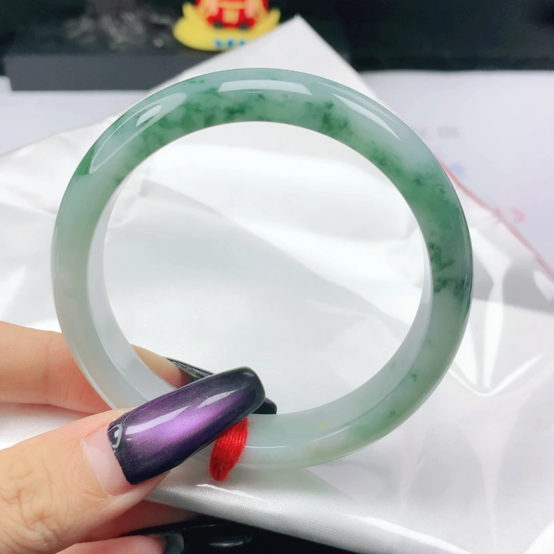 翡翠未镶嵌手镯翡翠57.5飘花半山水正圈