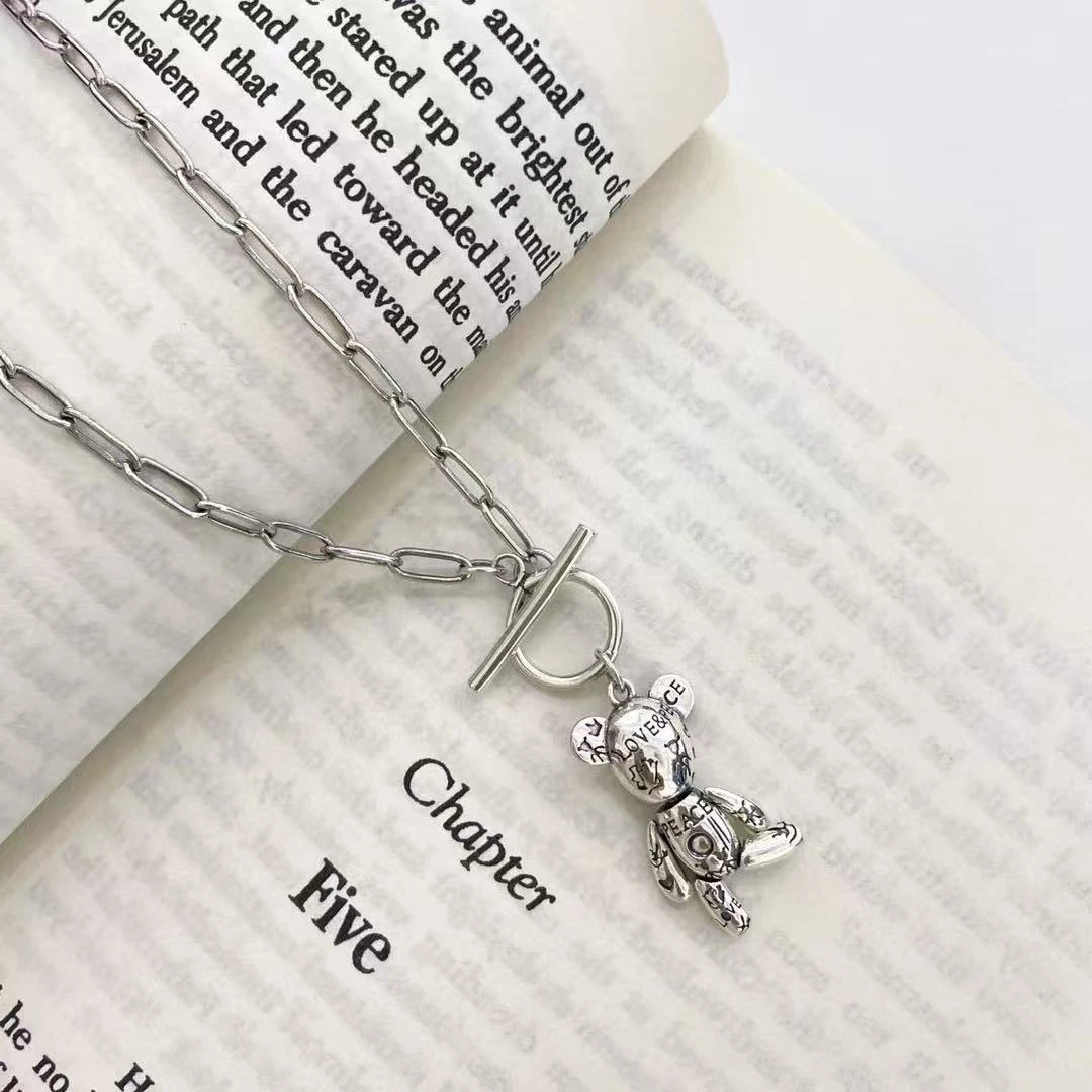 链子925银 链子925银 秋冬废土风必备电白金工艺虎眼耳环项链8688