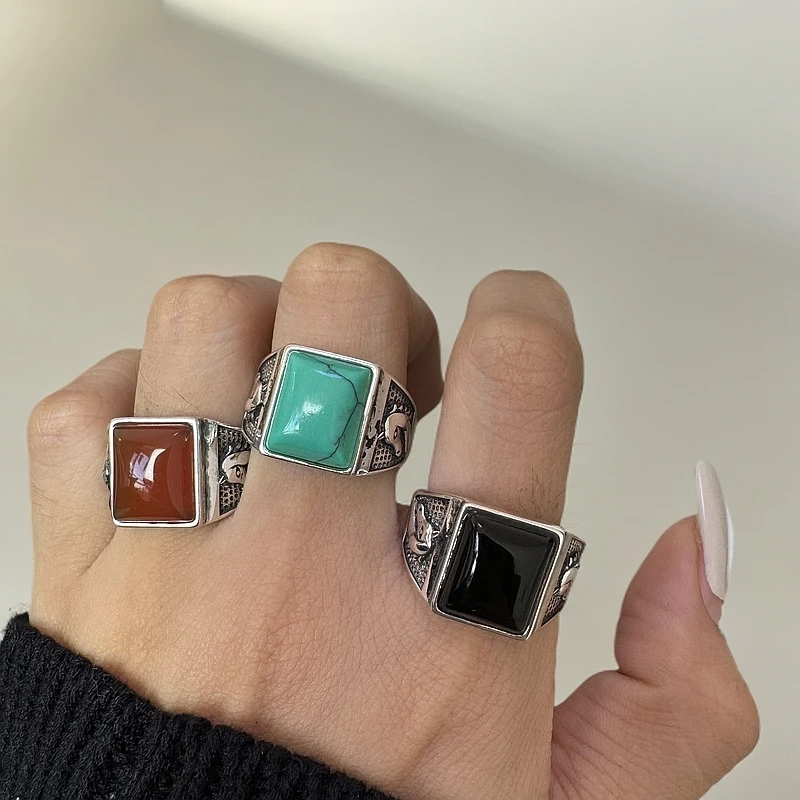 925银银制品 纯银925马头边戒指