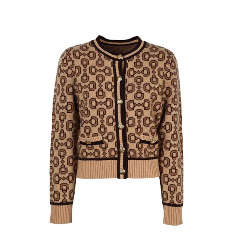 【籽言专属】100%绵羊毛针织衫经典时髦复古开衫X09BWS8525