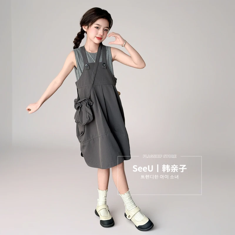 休闲简约童装儿童洋气韩2025新款套装两件套夏装新款女童夏季时尚