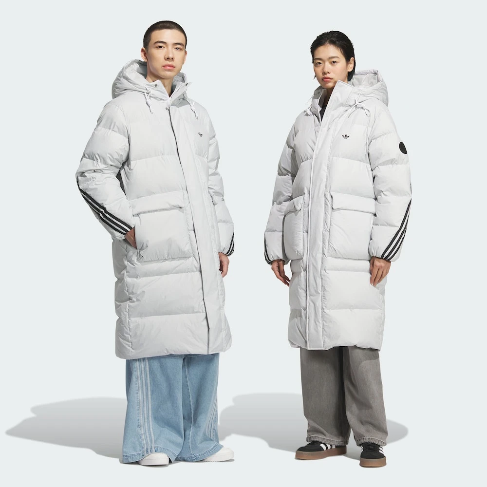 adidas/三叶草秋冬暖「芯」科技保暖长款鸭绒连帽羽绒服KC2566 X