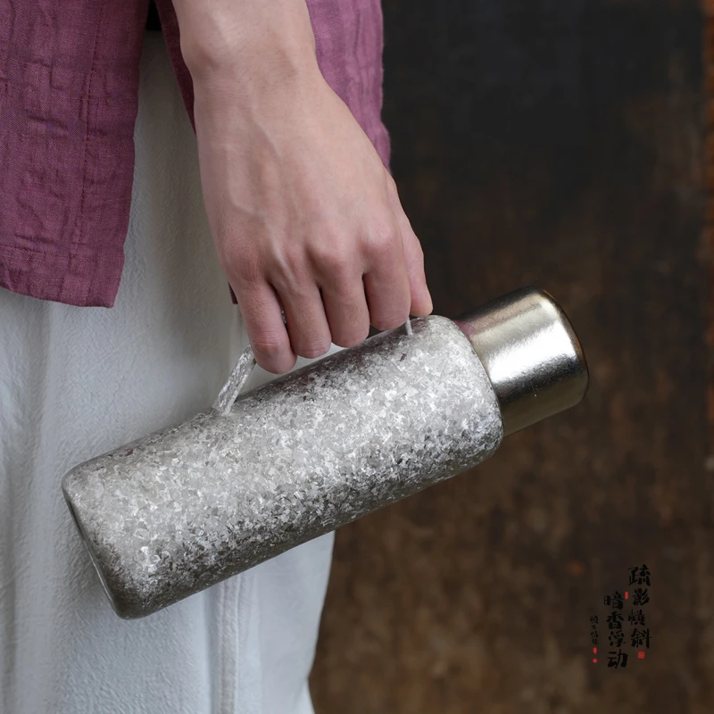 暗香疏影/纯钛焖茶壶套组/焖茶壶保温杯机械显温家用茶水分离户外