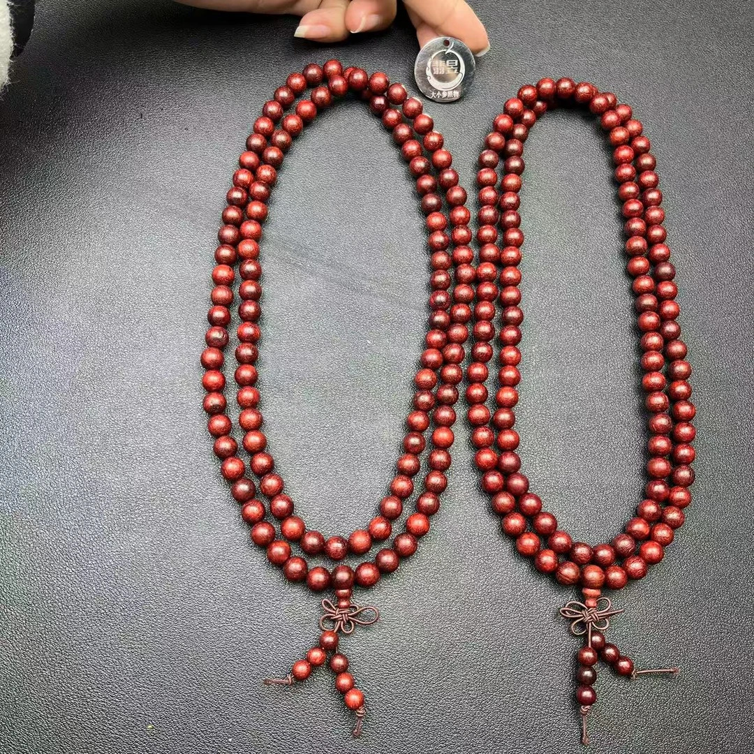 翡昱-N22-14138-血檀珠链/约8+/约108颗/多样性发其一