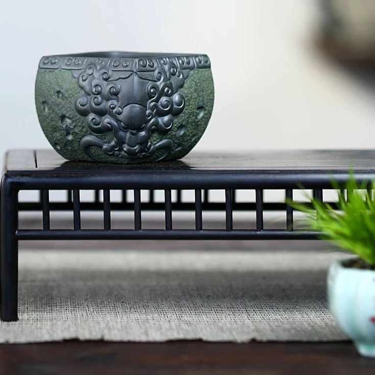 宜兴紫砂杯品茗杯全手工主人杯雕塑工艺原矿老紫泥120CC主人杯