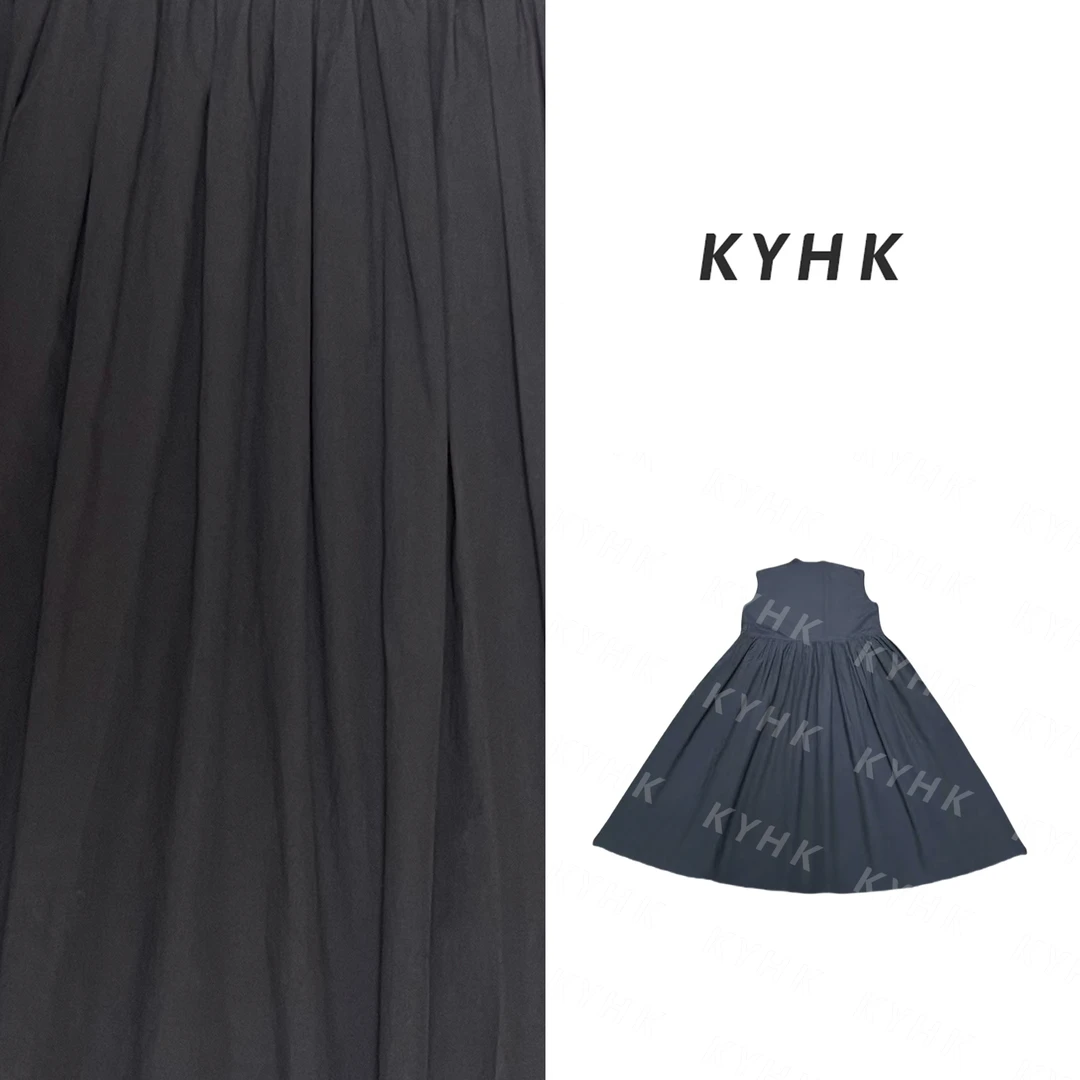 KYHK极简休闲A字小盖袖圆领背心连衣裙女250377