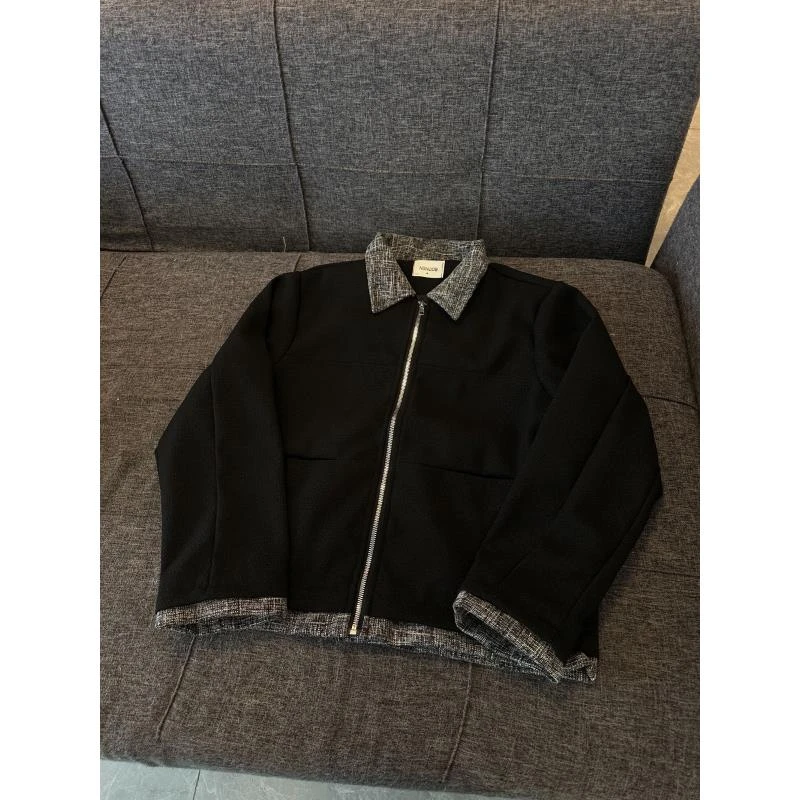 Z01 春秋新款开衫美式复古休闲慵懒风纯色外套