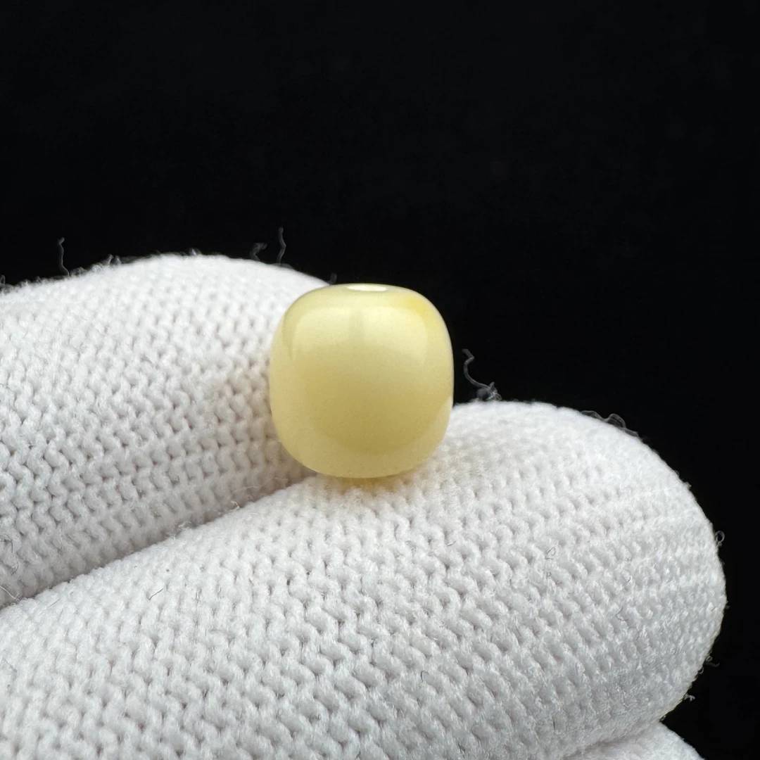 M6857天然俄料蜜蜡白蜡老型单珠9*9mm支持鉴定假一罚四