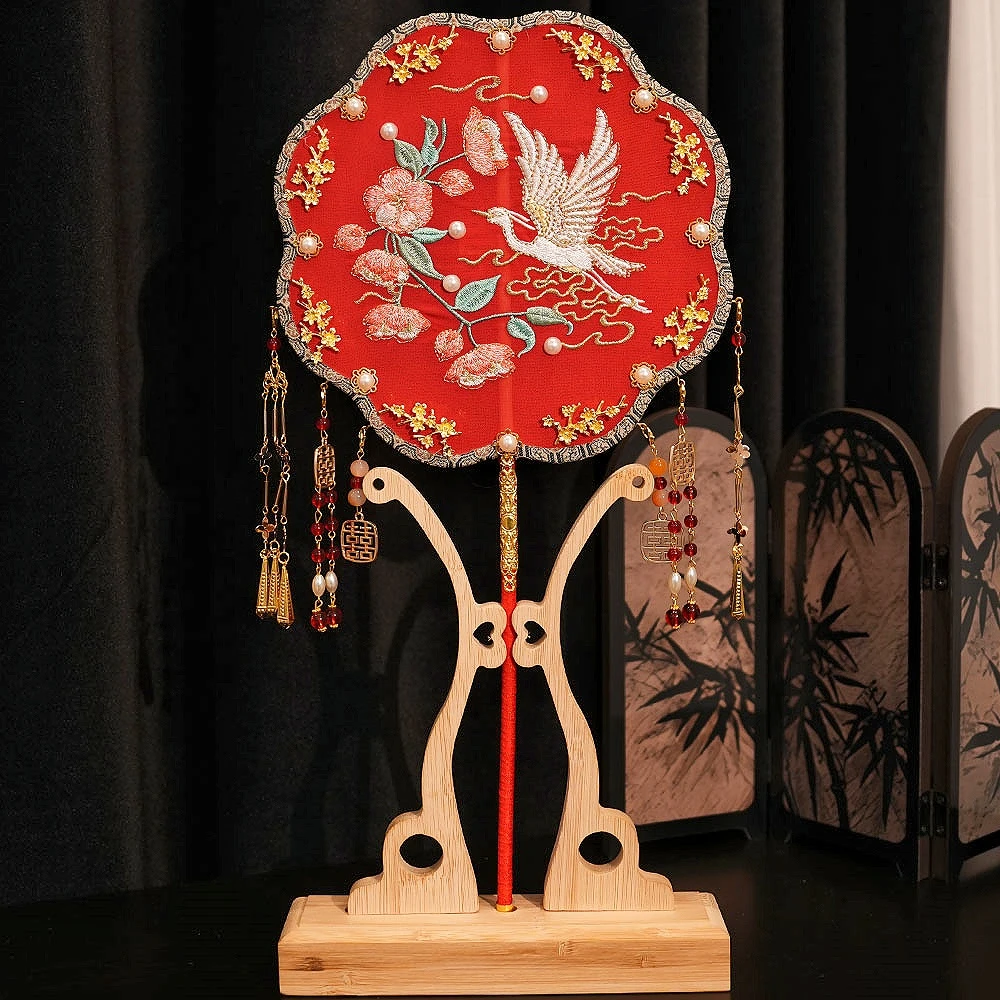 凤吟婷 古风绣花刺绣团扇新娘结婚手捧花秀禾喜扇diy材料包成品