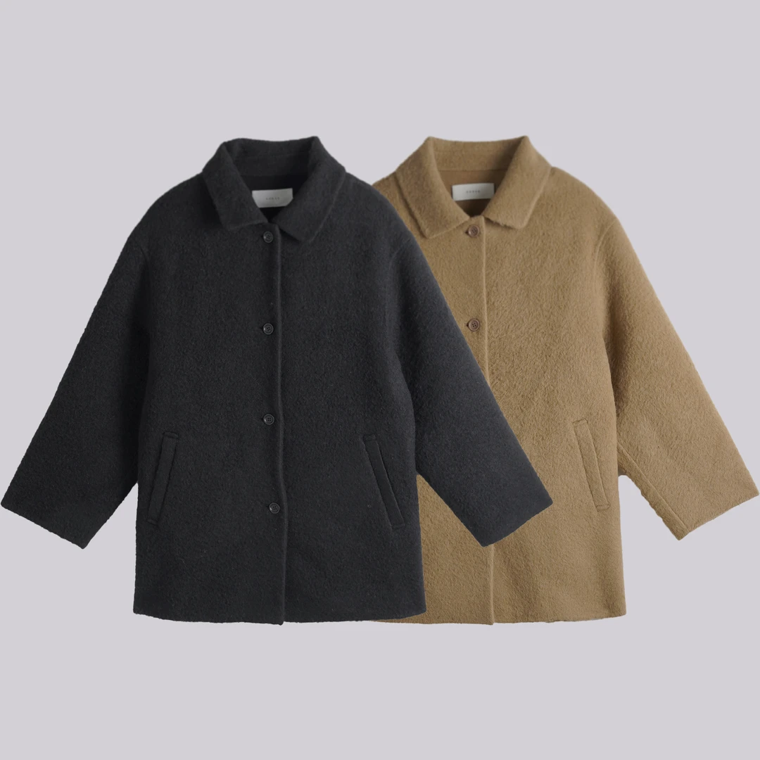 WK   光板斜口袋大衣