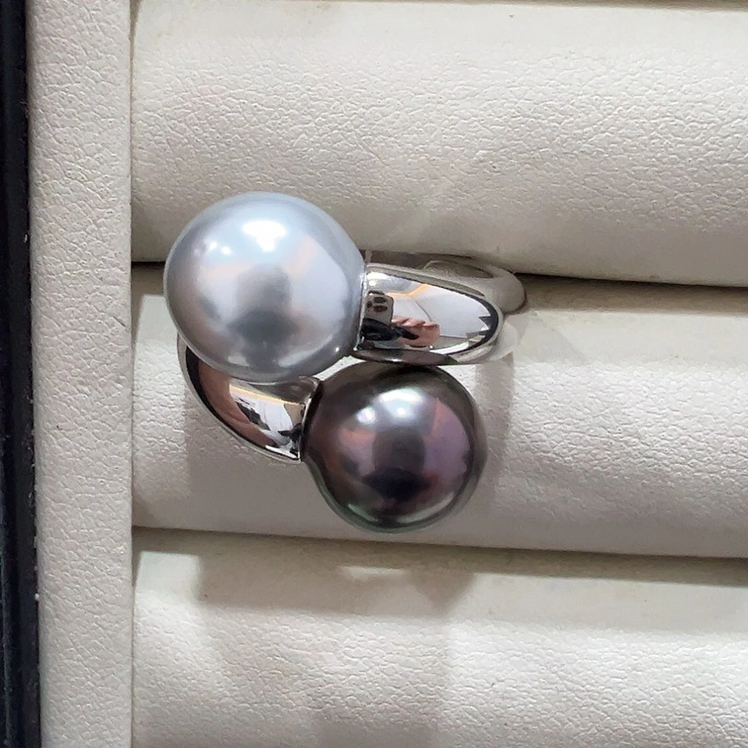 海水珍珠戒指银S925镶嵌童****a