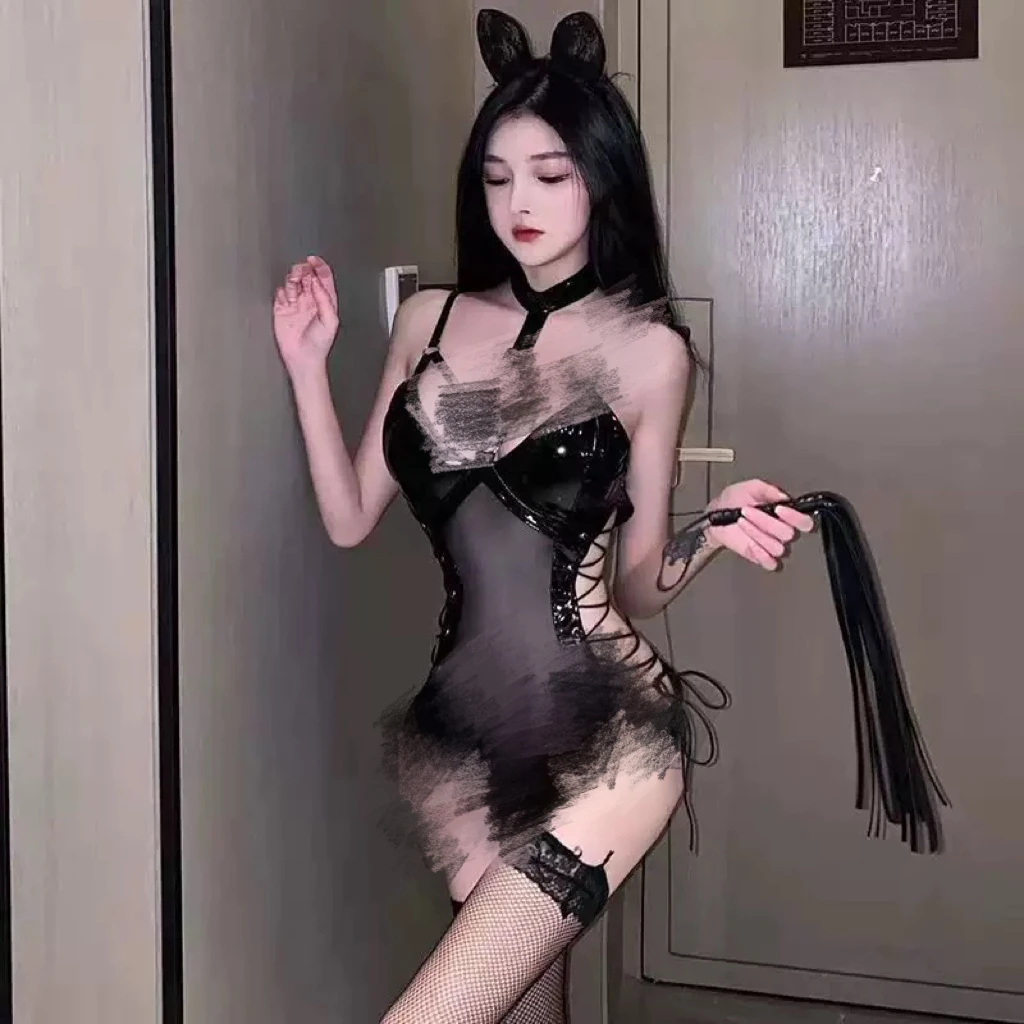 【鑫鑫家No退no换】80-125斤 性感漆皮连体皮裙