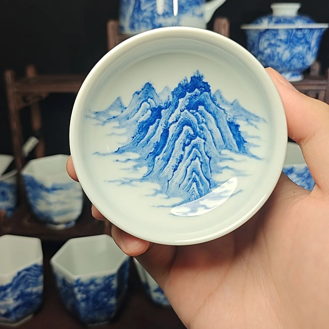 二***摆件青花山水主人杯