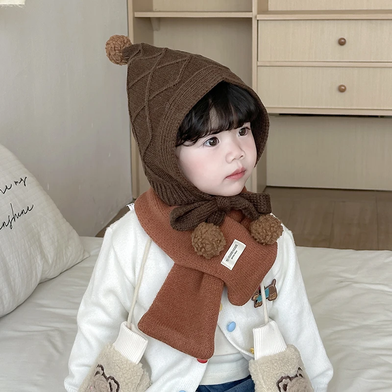 宝宝帽子加厚保暖针织帽精灵帽尖尖帽毛线帽秋冬出游婴幼儿套头帽
