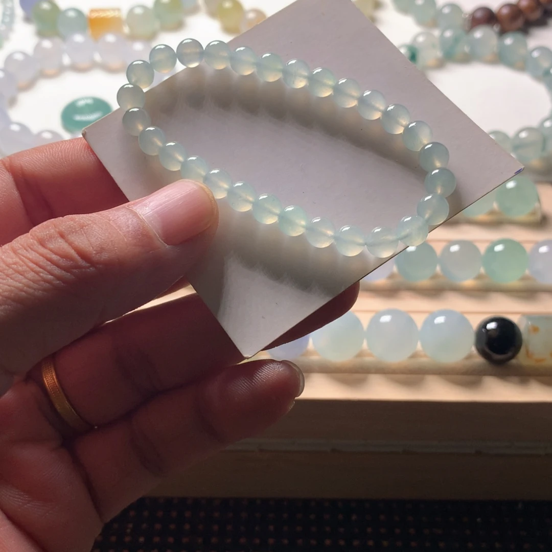 翡翠未镶嵌手链天然翡翠卡6手串