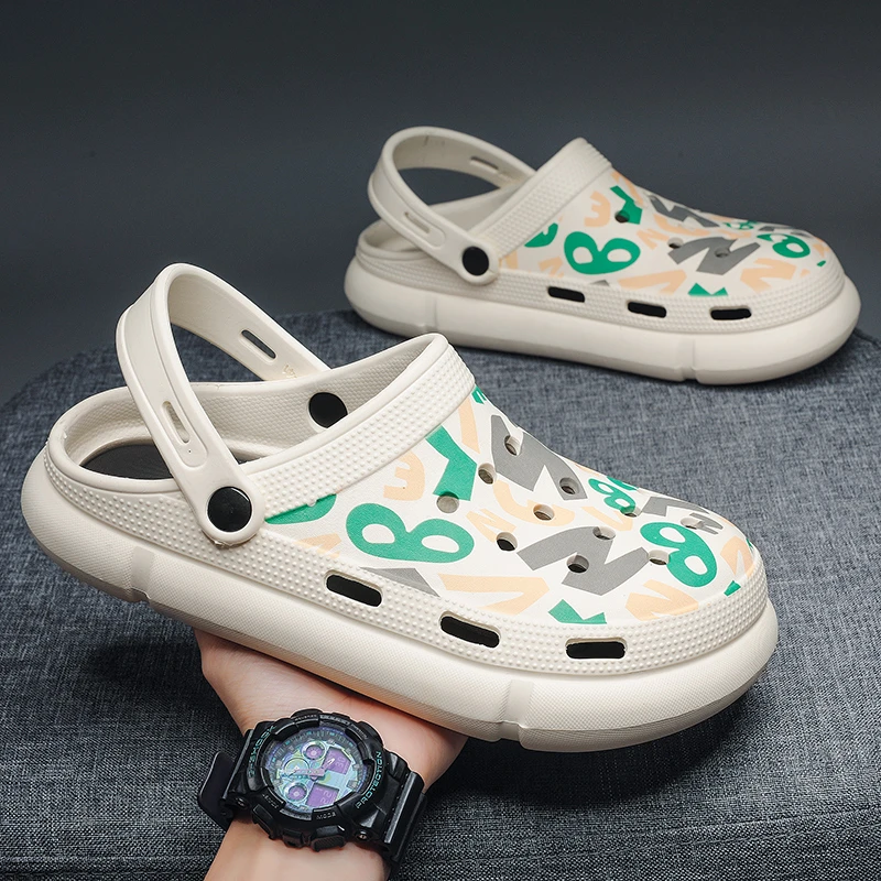 CARTELO/卡帝乐鳄鱼洞洞鞋度假外穿防滑包头拖休闲踩屎感沙滩半拖