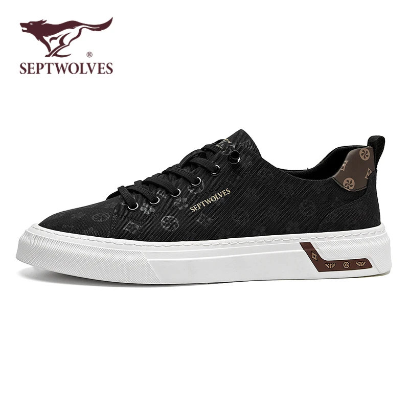 七匹狼一脚蹬休闲男鞋秋季透气低帮板鞋男轻奢帆布鞋轻便软底布鞋