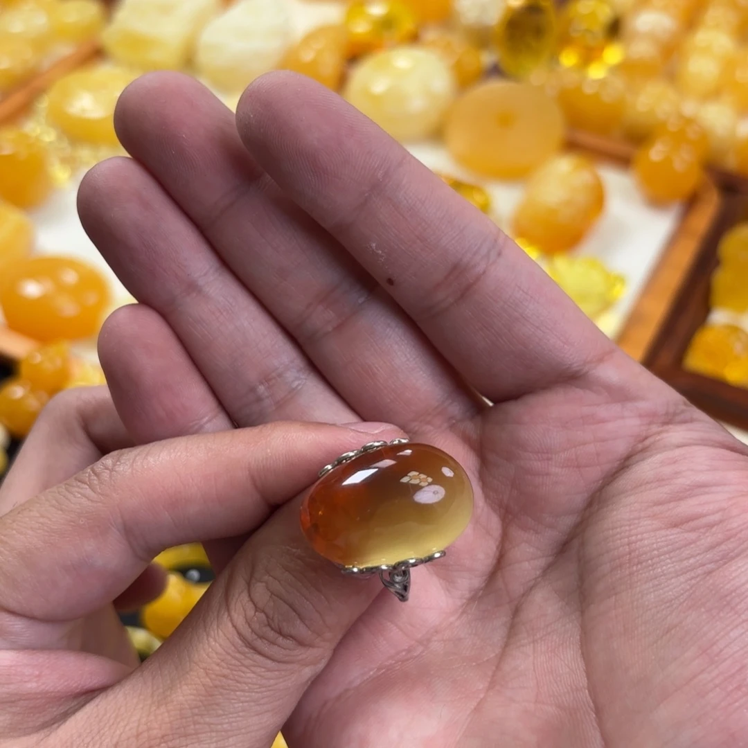 蜜蜡未镶嵌裸石戒指