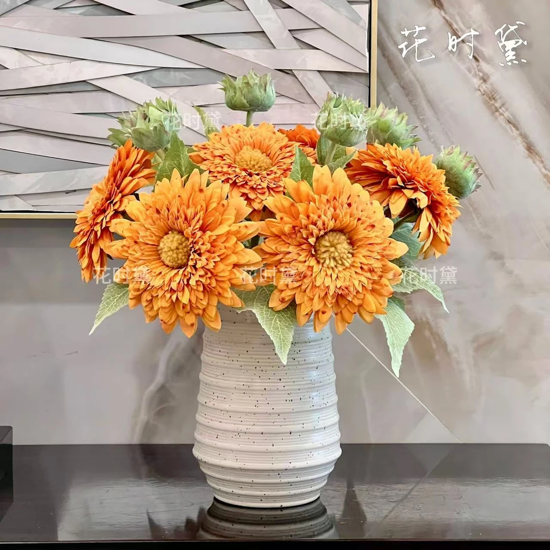 仿真花泰迪向日葵花装饰餐桌花摆件假花摆件仿真花束