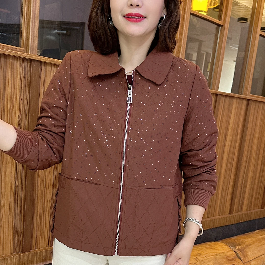 秋季休闲款女装百搭洋气减龄短款时尚气质妈妈装宽松显瘦中年外套