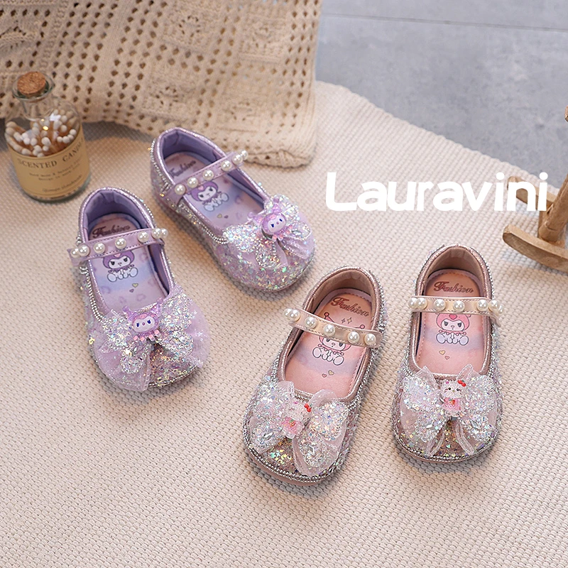 单鞋女童水晶鞋2025新款春秋季儿童软底小皮鞋女宝闪亮晶晶公主鞋