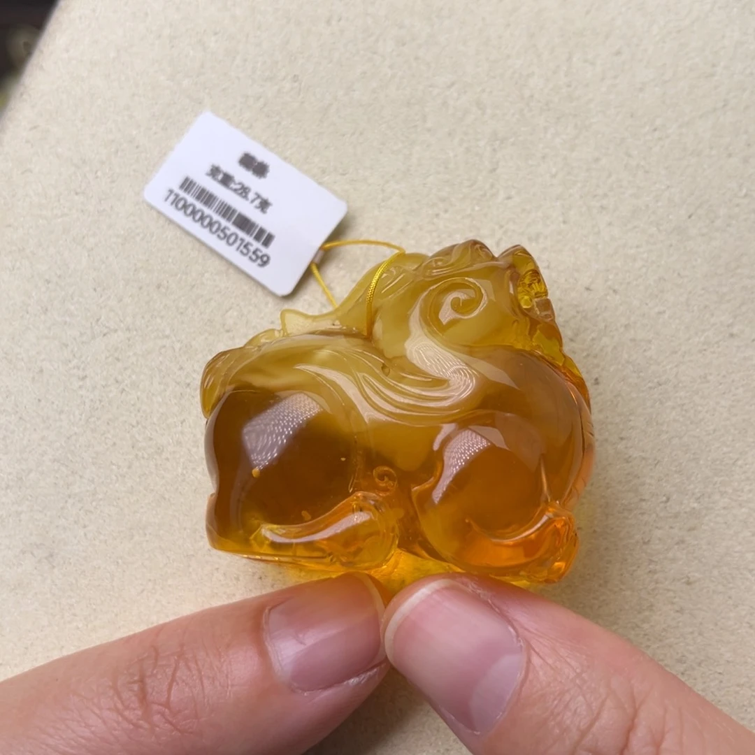 蜜蜡吊坠(不含链)未镶嵌麒麟吊坠手把件摆件28.7克