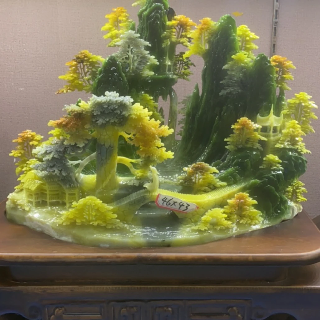 中式家居装饰摆件家用工艺品玉石雕刻创意书房电视柜玄关山水花鸟