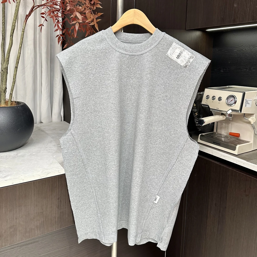 王簰牛货！重磅扎实！高街印花 反缝线毛边男士T恤背心潮