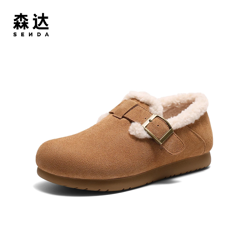 【安雅专属】森达毛毛鞋女款冬季商场同款保暖绒毛勃肯鞋XJW01AM5