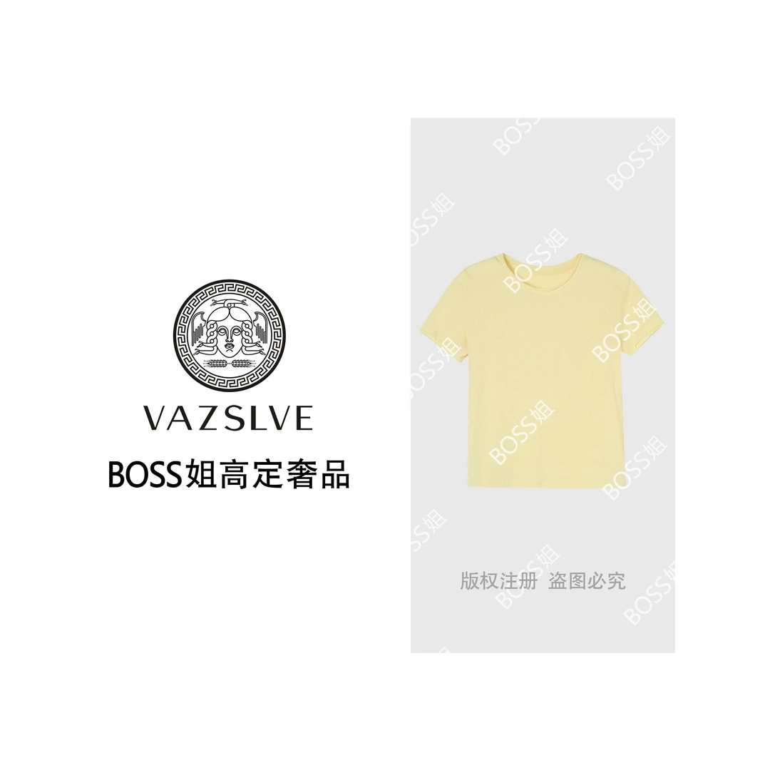 VAZSLVE/原创设计 简约百搭舒适短袖T恤女夏季圆领小衫   2767