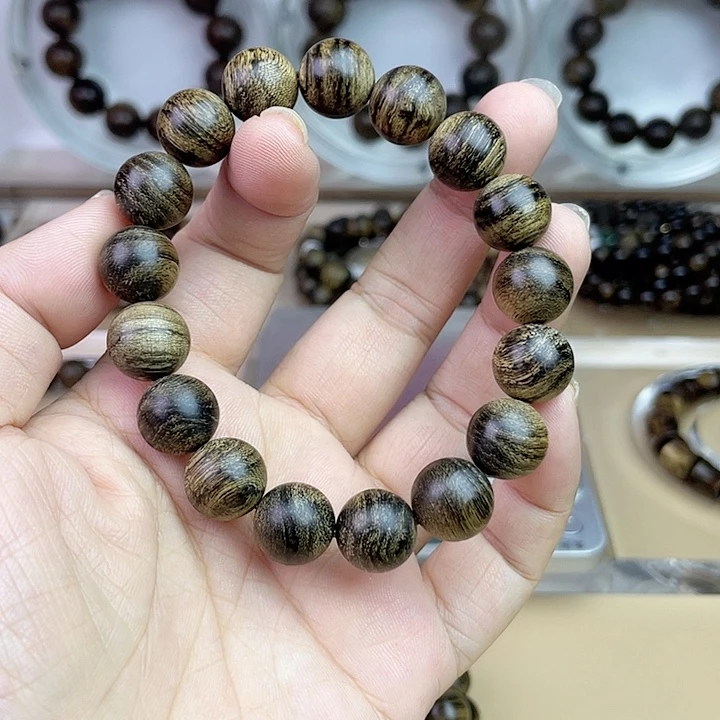 人***茶手串沉香越南芽庄白奇玉化留疤嘤子虎斑
