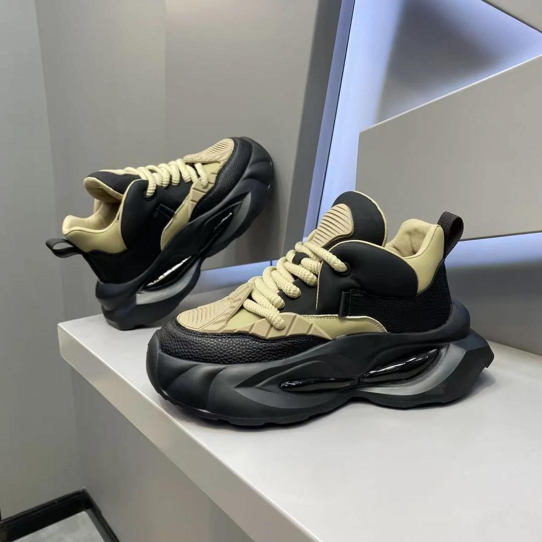 【皮鞋码】秋冬单棉同款皮面拼接厚底男士时尚休闲潮鞋百搭舒适bjd