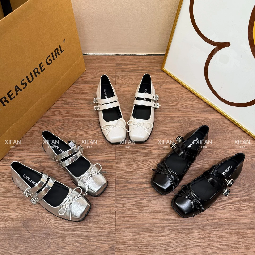 【喜番】2025新款春夏方头玛丽珍鞋单鞋百搭女鞋法式双带软底鞋子