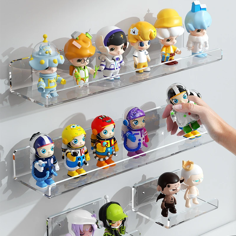 盲盒展示架壁挂式免打孔墙壁置物手办展示柜亚克力泡泡玛丽收纳盒