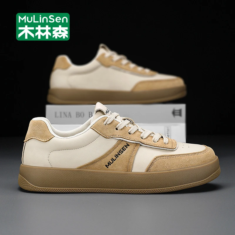 木林森德训鞋男2025年新款秋季透气运动软底休闲板鞋男士小白潮鞋