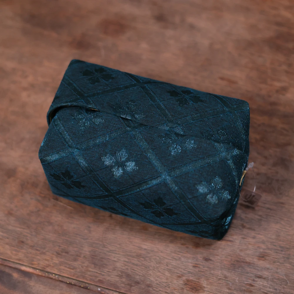 【斋居】【菱光织瑞】宝石蓝 香云纱抽纸袋 茶道零配（慢蓝S1928）