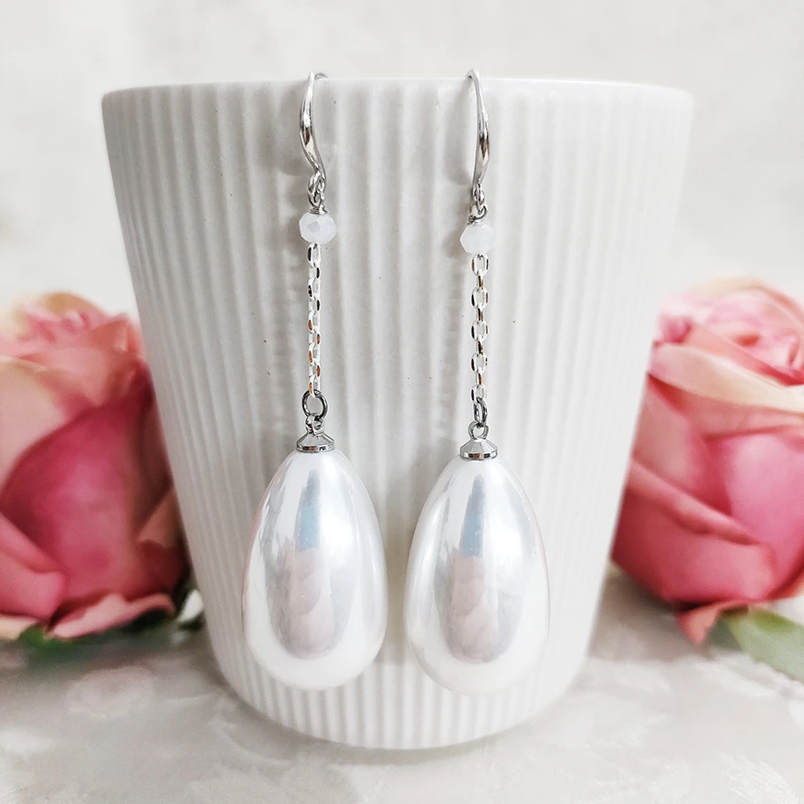 铜合金耳饰 气质百搭珠珠吊坠耳环630