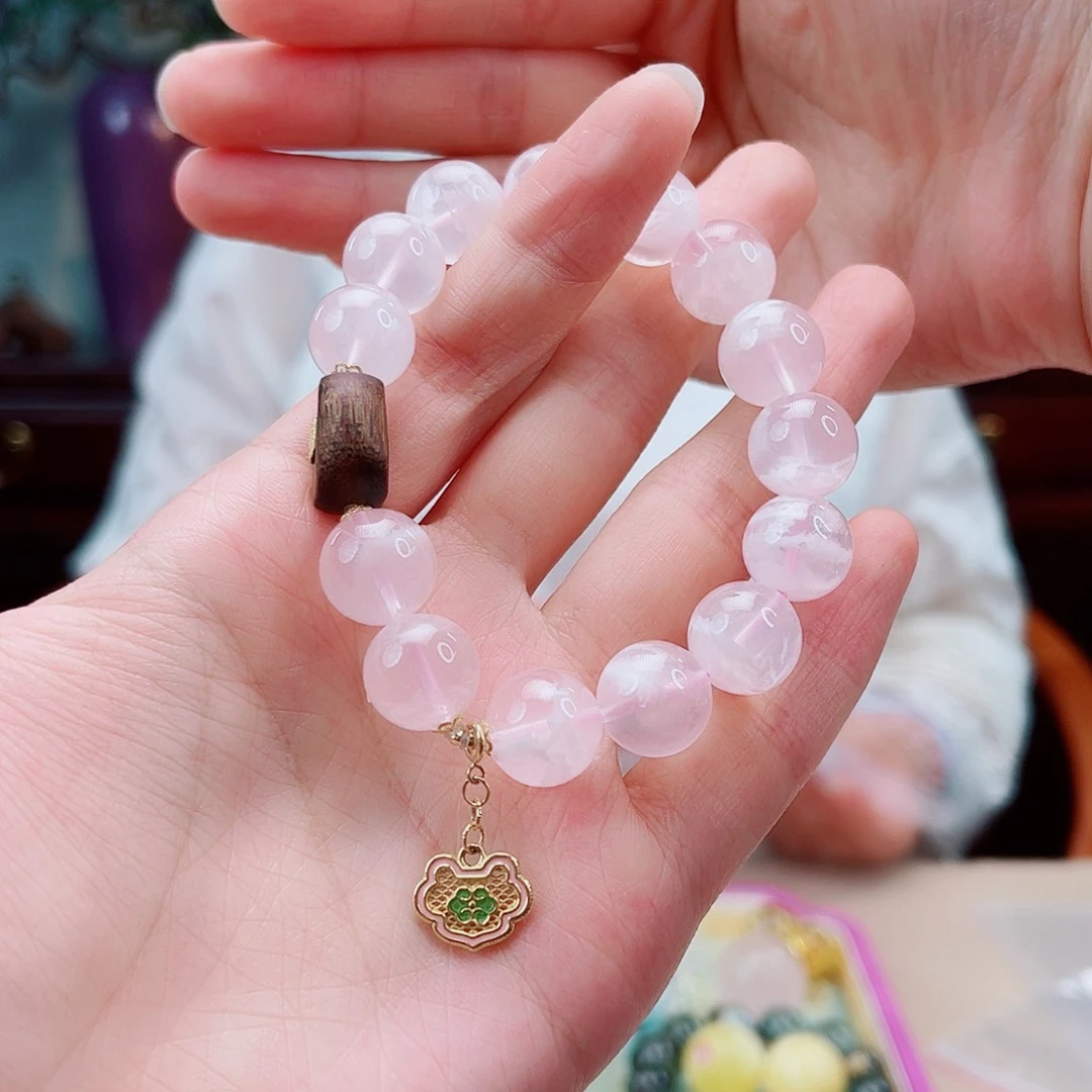 水晶手链18K金镶嵌雪花幽灵