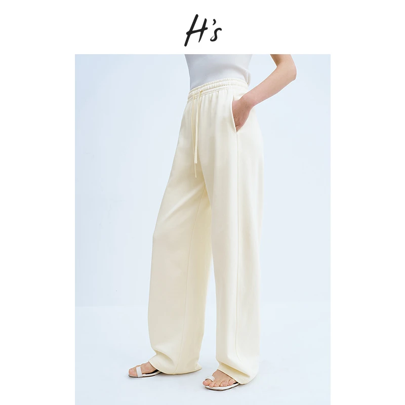 HS香蕉休闲裤女25春设计肌理感松弛高密亲肤百搭裤子