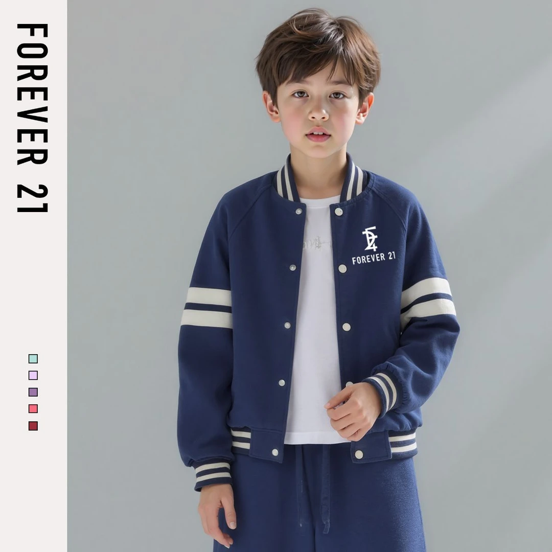 Forever 21童装男童外套2025新款春秋装中大童宽松帅气儿童风衣