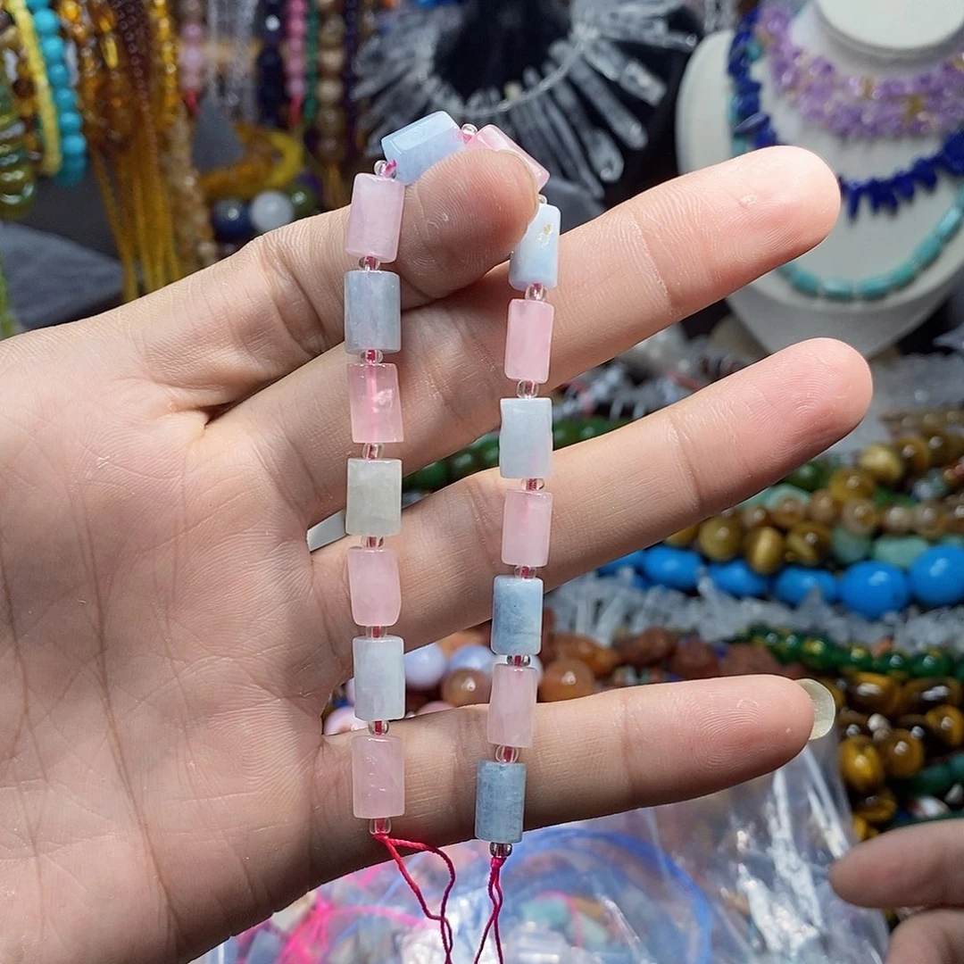 石英质玉未镶嵌，马粉➕海蓝宝柱子7mm，