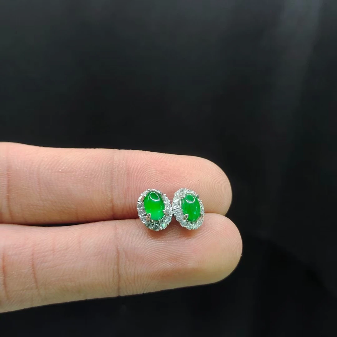 【康康严选】翡翠蛋面耳钉【多样性发其一】约5mm