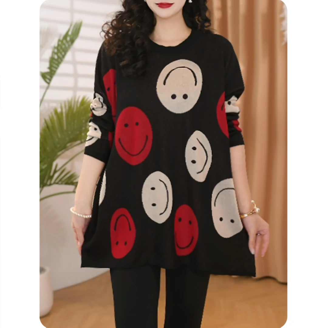 [TS13]笑脸新品女士宽松显瘦上衣时尚休闲女装1ZS0125351