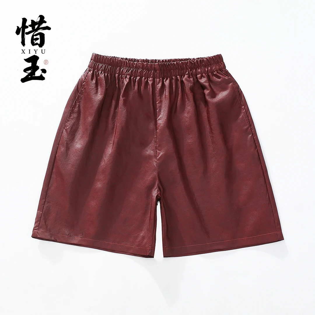 【惜玉】100%桑蚕丝红云龟女装短裤香云纱夏季薄款宽松百搭休闲松紧