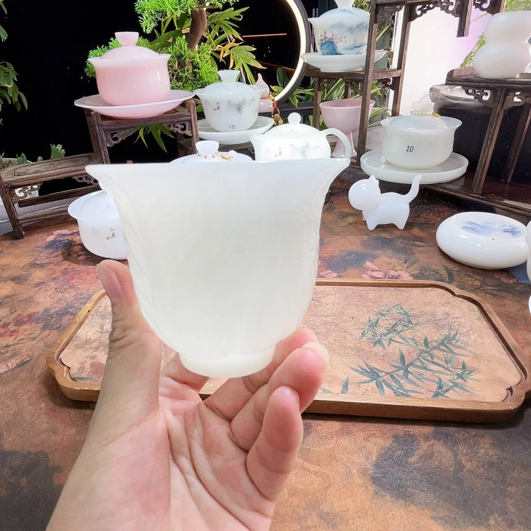 冰晶璞玉釉烧百财杯