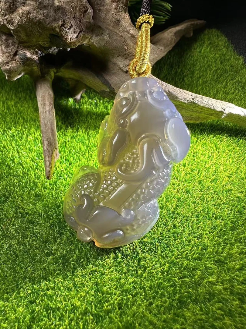 S1970【福嘟嘟珠宝】冰精灵烟紫黑玛瑙貔貅-配绳子送礼佳品